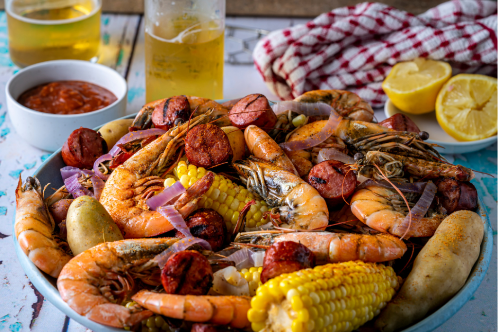 shrimp boil sauce recipe, image of a shrimp boil